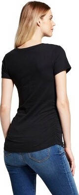 Short Sleeve V-Neck Side Shirred Maternity T-Shirt - Isabel Maternity by Ingrid & Isabel™ Black S