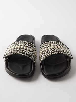 Jimmy Choo Fitz Pearl-embellished Slides - Black