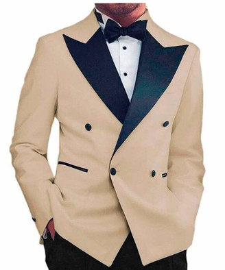 Botong Mens Double Breasted Notch Lapel Suit Regular Fit Wedding Tuxedos Prom Suits Jacket Pants Groomsmen Suit