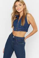 Thumbnail for your product : boohoo Sleeveless Belted Denim Crop Top