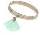 Dorothy Perkins Womens Gold Bangle With Green Tassel- Gold