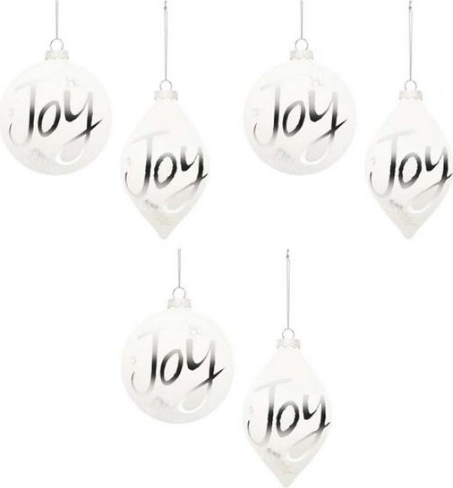 Melrose International Frosted Glass Joy Ornament (Set of 6)