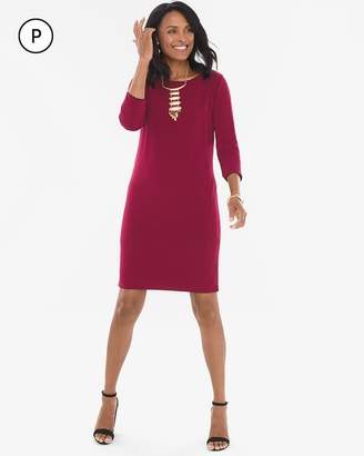 Chico's Chicos Petite Reversible Solid Mulberry Red-Deep Merlot Dress