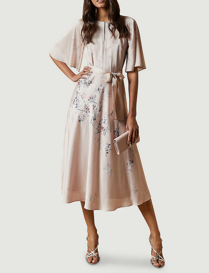 ted baker pinkee lace insert midi dress in sorbet print