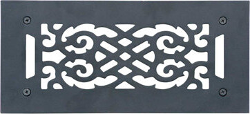 The Renovators Supply Inc. 12" x 5.5" Aluminium Heat Air Grille Cast Victorian in Black
