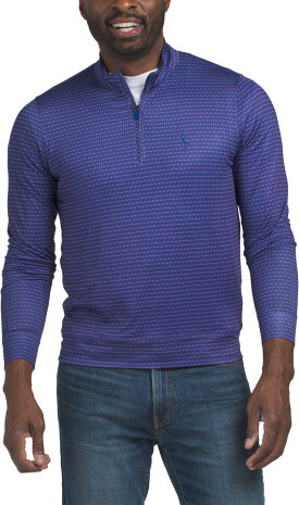 TJMAXX Spf 30 Dots And Diamonds Performance Quarter Zip Top For Men, Spandex/Polyester