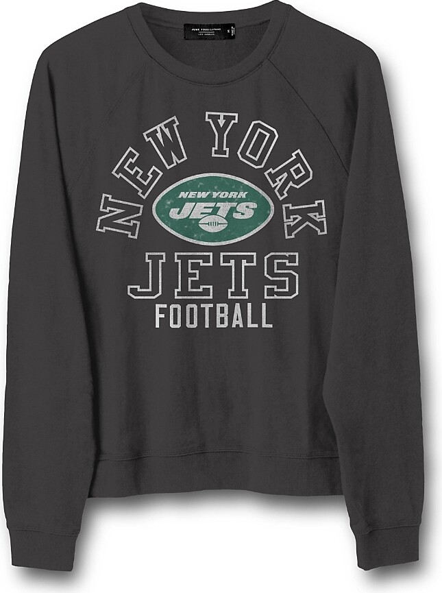 Junk Food Clothing Women's Nfl New York Jets Flocked Raglan Crew Fleece