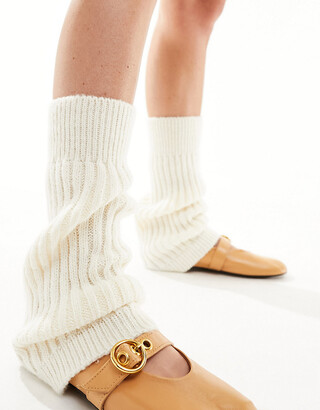ASOS DESIGN knitted leg warmer in white