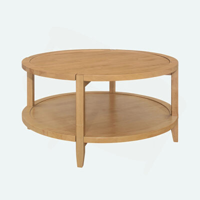 Round Wooden Coffee Table With Bottom Shelf