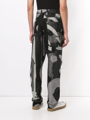 Homme Plissé Issey Miyake Abstract Print Loose Fit Jeans