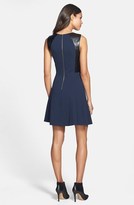 Thumbnail for your product : Eliza J Leather Panel Ponte Knit Skater Dress (Online Only)