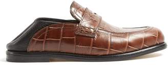 Loewe Foldable-heel crocodile-effect leather loafers