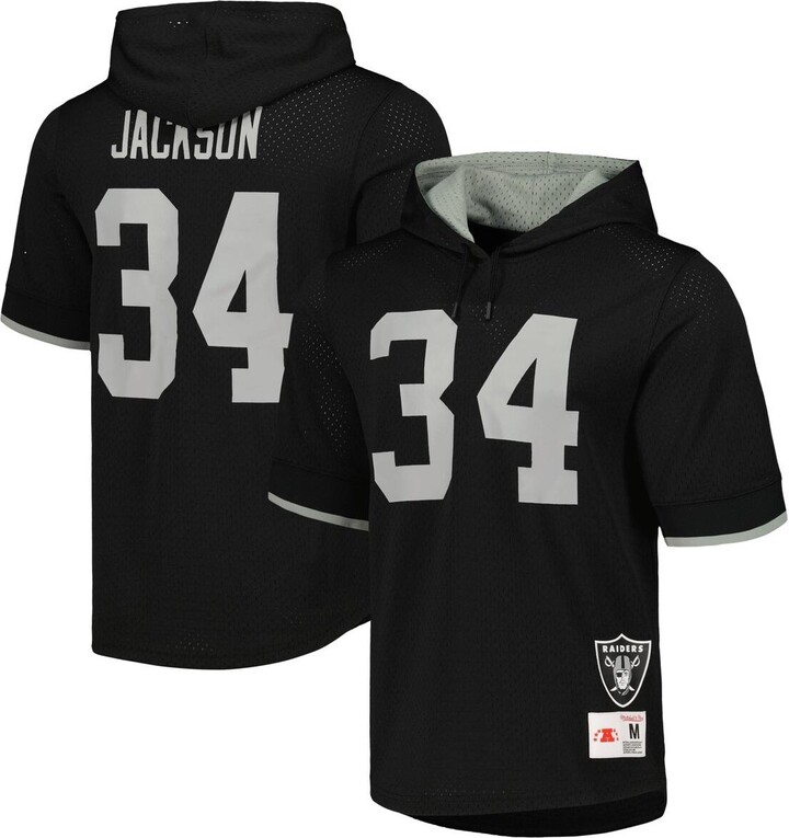 Men's Mitchell & Ness Bo Jackson Black Los Angeles Raiders Gridiron Classics Retired Player Name and Number Mesh Hoodie T-shirt