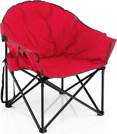 Costway CostwayOversizedFoldingPaddedCampingMoonSaucerChairBagOutdoorFishingRed