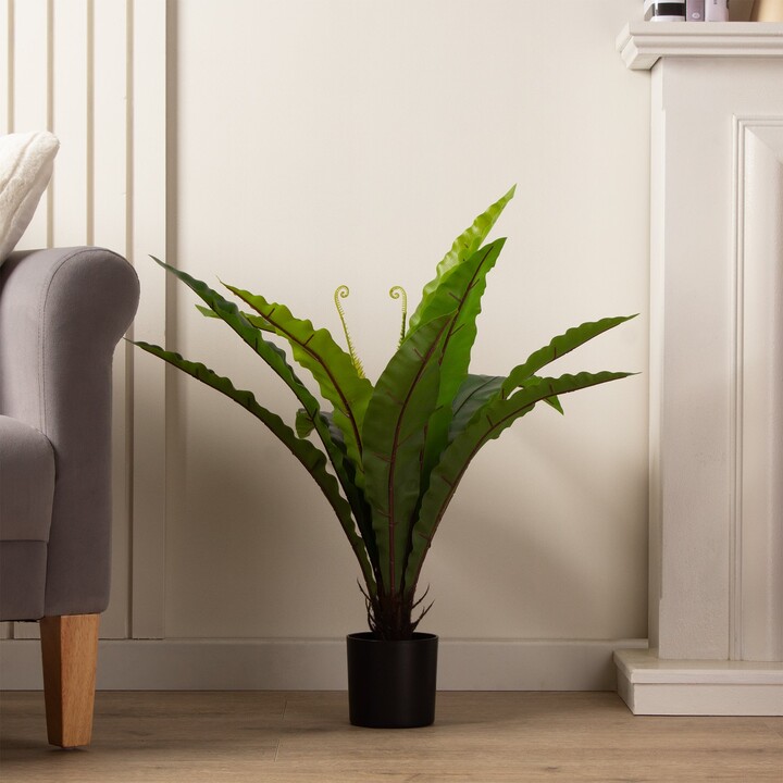 Dunelm Artificial Birds Nest Fern in Black Plant Pot Green ShopStyle