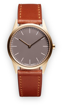 Thumbnail for your product : Uniform Wares C33 Women's two-hand watch in PVD satin gold with black textured calf leather strap