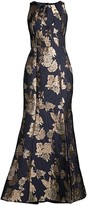 Thumbnail for your product : Aidan Mattox Floral Jacquard Side Slit Mermaid Gown