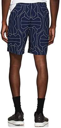 BLACKBARRETT Men's Abstract-Net-Pattern Tech-Taffeta Drawstring Shorts - Navy