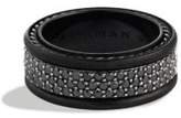 Thumbnail for your product : David Yurman Streamline Three-Row Black Diamond & Black Titanium Band Ring