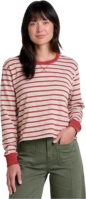 Toad&Co Boundless Jersey Long Sleeve T-Shirts Women's Clothing Campfire Stripe : XL, Cotton/Polyester