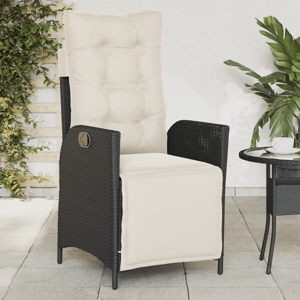 VidaXL RecliningPatioChairwithFootrestBlackPolyRattanvidaXL