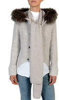 Thumbnail for your product : Eleventy Fox Fur-Trimmed Wool Hooded Scarf