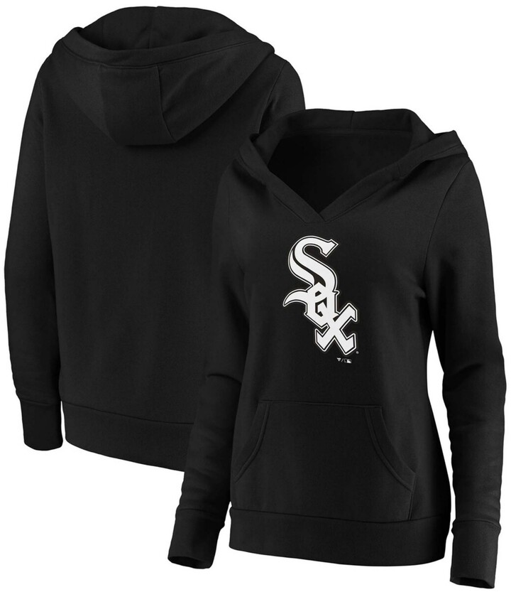 Fanatics Plus Size Black Chicago White Sox Official Logo Crossover V-Neck Pullover Hoodie