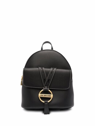 Love Moschino Logo Plaque Faux-Leather Backpack