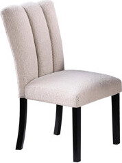 Hokku Designs Of 2 Dining Chairs With Upholstered Soft Fabric, Channel Tufting, And Bent Wood Legs Contemporary 2pc Vertical Lines, Fabric