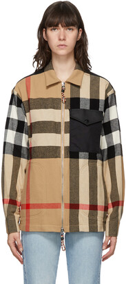 Burberry Beige Wool Check Hatcher Jacket
