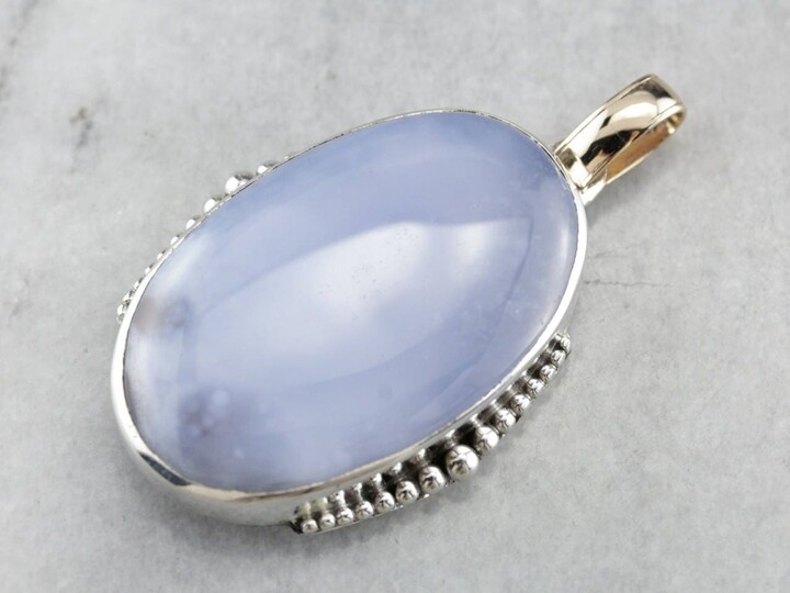 Etsy Periwinkle Blue Agate Mixed Metal Pendant, Statement Pendant R2Pn9Tv4-P