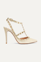 Thumbnail for your product : Valentino Garavani The Rockstud Metallic Textured-leather Pumps
