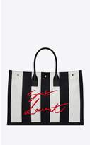 Thumbnail for your product : Saint Laurent Noe Tote In Striped Canvas And Leather