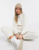Thumbnail for your product : Bershka velour cropped sweat co-ord in ecru