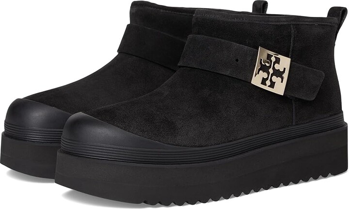 Tory Burch Mellow Shearling Platform Boot Women's Boots Perfect Black/Gold : 8.5 M, Suede
