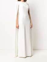 Thumbnail for your product : Paule Ka Floral Embellished Cape Evening Dress