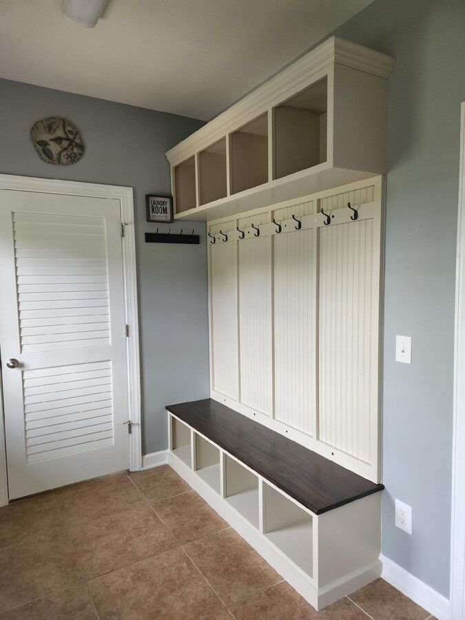 Long Island Hall Tree Bench | 4-Section Entryway With Shoe Storage & Coat Rack Mudroom Organizer Custom Furniture