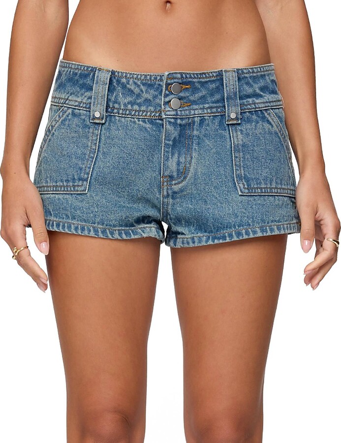 Edikted Keinan Low Rise Denim Shorts