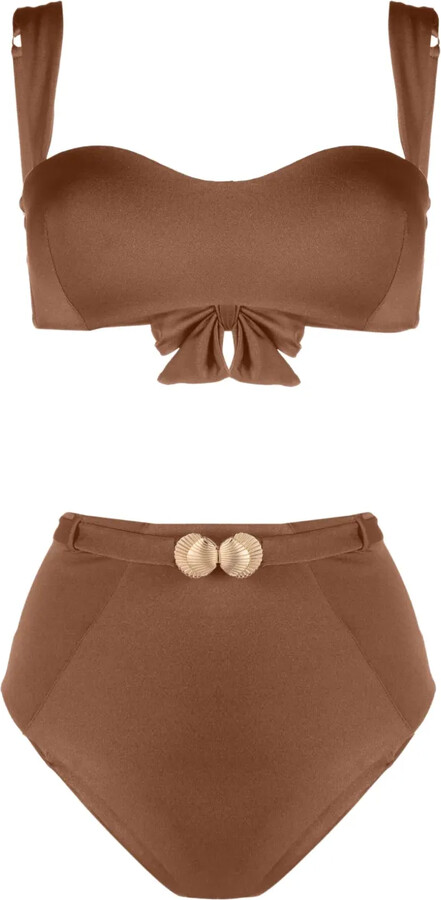 Noire Swimwear Seashell-Motif Bandeau Bikini Set