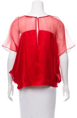 Maje Sheer-Accented Silk Blouse