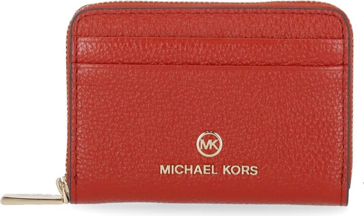 MICHAEL KORS Women's MK Zip CLUTCH Wrist-let Wallet Red With Gold  6"x4"