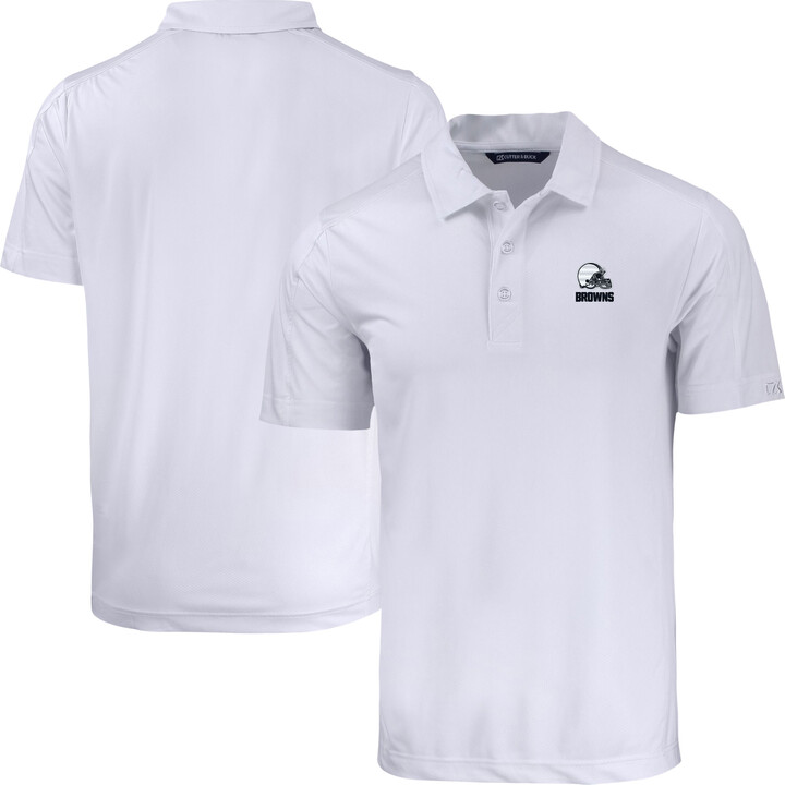 Men's Cutter & Buck White Cleveland Browns Prospect Eco Textured Stretch Recycled Polo
