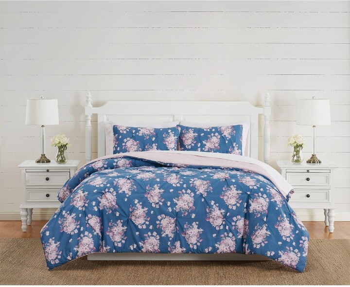 2pc Twin/Twin Extra Long Savannah Dusk Comforter & Sham Set Blue/Pink