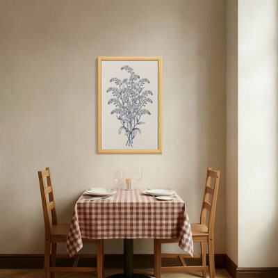 Winston Porter Plants & Flowers Blue Floral Bouquet On Cream Canvas