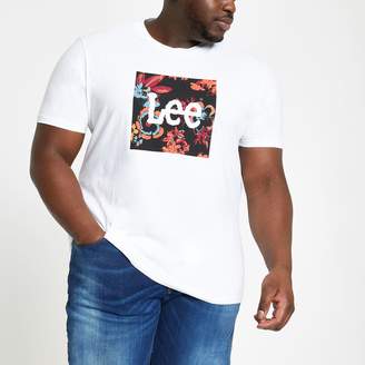 Lee Mens River Island Big and Tall White logo print T-shirt
