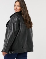 Thumbnail for your product : ASOS Curve DESIGN Curve borg aviator jacket in black