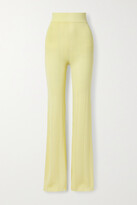 Thumbnail for your product : REMAIN Birger Christensen Soleima Ribbed-knit Flared Pants - Pastel yellow