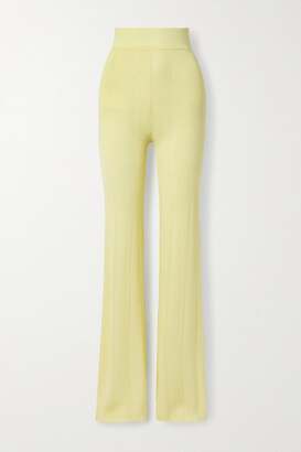 REMAIN Birger Christensen Soleima Ribbed-knit Flared Pants - Pastel yellow