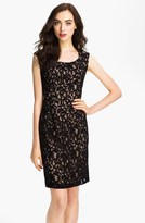 Thumbnail for your product : Adrianna Papell Embroidered Lace Overlay Sheath Dress (Regular & Petite)