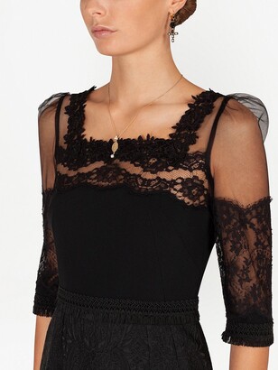 Dolce & Gabbana Lace-Panel Square-Neck Dress